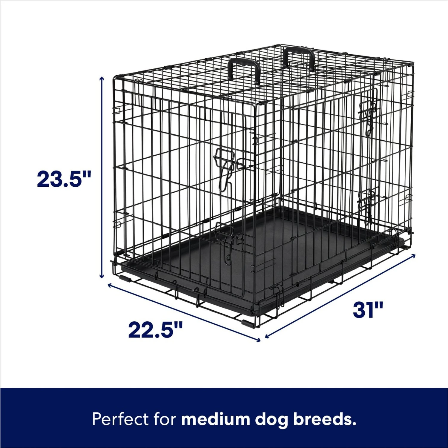 Frisco Heavy Duty Fold & Carry Double Door Collapsible Wire Dog Crate 2 Frisco Heavy Duty Fold & Carry Double Door Collapsible Wire Dog Crate - Image 2