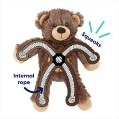 Frisco Bear Plush With Inside Rope Squeaky Dog Toy -Paws Joy Outlet Store 147061 PT2. AC SS1800 V1695670751