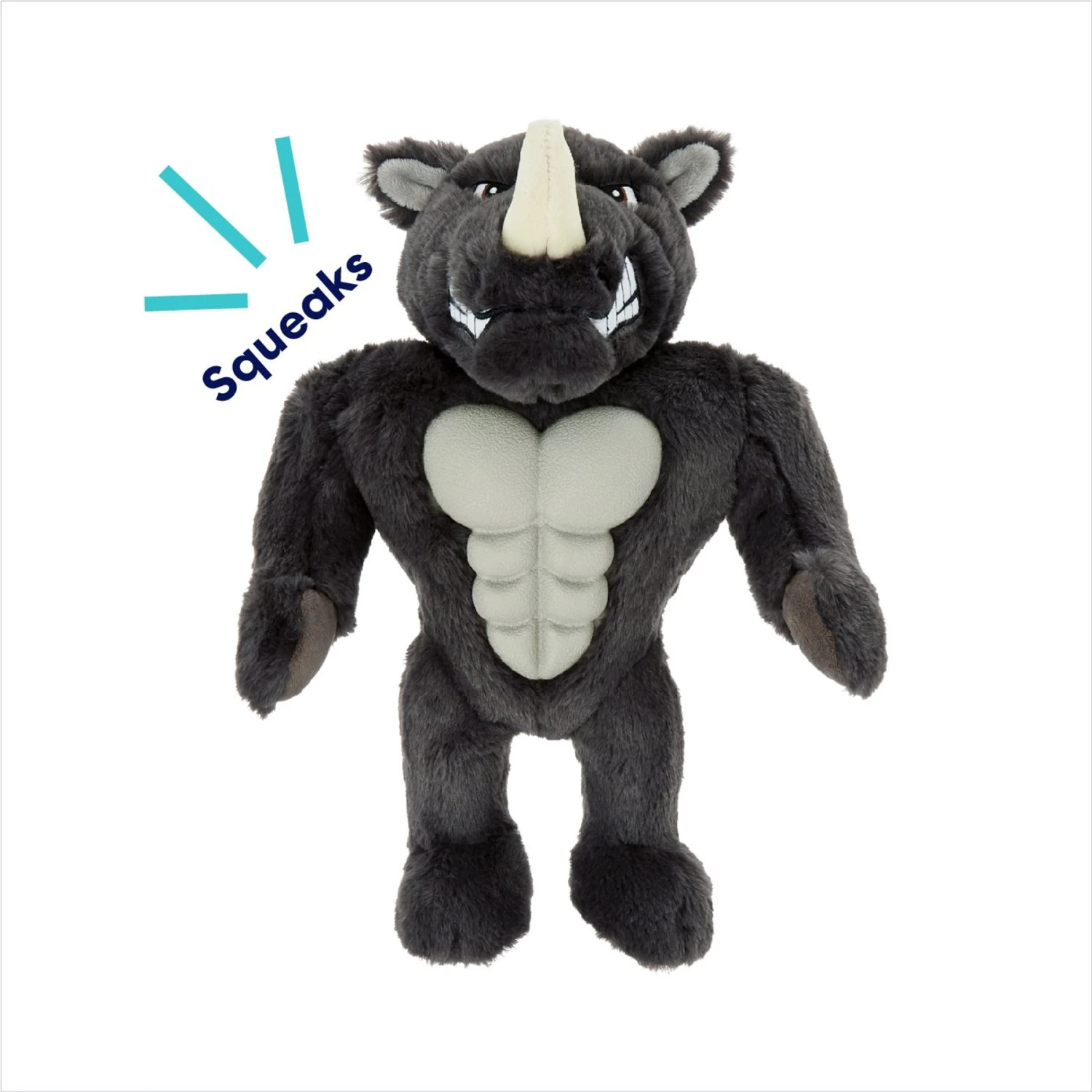 Frisco Rhino Muscle Plush Squeaky Dog Toy 3 Frisco Rhino Muscle Plush Squeaky Dog Toy - Image 3
