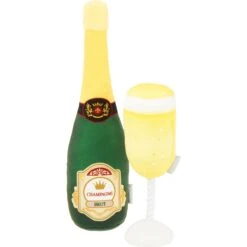 Frisco Champagne & Flute Plush Squeaky Dog Toy