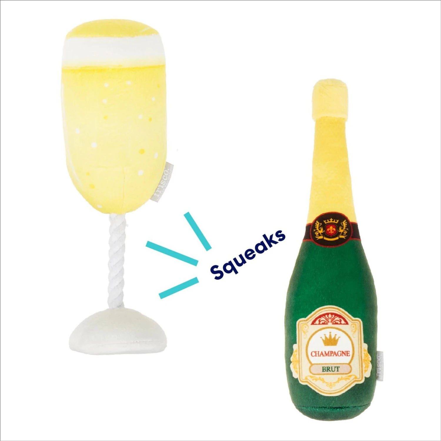 Frisco Champagne & Flute Plush Squeaky Dog Toy 3 Frisco Champagne & Flute Plush Squeaky Dog Toy - Image 3