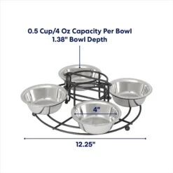 Frisco Multi Pet Feeding 4-Bowls Stainless Steel Dog & Cat Bowls, 0.5 Cup 9 Frisco Multi Pet Feeding 4-Bowls Stainless Steel Dog & Cat Bowls, 0.5 Cup -Paws Joy Outlet Store 213787 PT1. AC SS1800 V1692728247