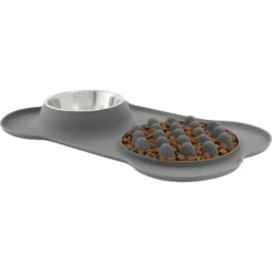 Frisco Silicone Slow Feeder Mat With Stainless Steel Bowl -Paws Joy Outlet Store 215983 PT2. AC SS1800 V1591020078