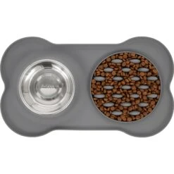 Frisco Silicone Slow Feeder Mat With Stainless Steel Bowl -Paws Joy Outlet Store 215983 PT4. AC SS1800 V1591020085