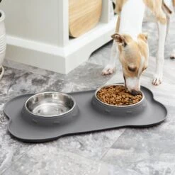 Frisco Silicone Stainless Steel Double Diner Dog & Cat Bowl -Paws Joy Outlet Store 215990 PT7. AC SS1800 V1605658625