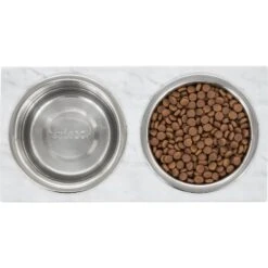 Frisco Marble Print Stainless Steel Double Elevated Dog Bowl -Paws Joy Outlet Store 216017 PT4. AC SS1800 V1591020400