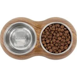 Frisco Double Stainless Steel Bowl, Wood Design 11 Frisco Double Stainless Steel Bowl, Wood Design -Paws Joy Outlet Store 216068 PT4. AC SS1800 V1591021017