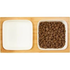 Frisco Square Melamine Dog & Cat Bowl Set With Bamboo Stand -Paws Joy Outlet Store 232076 PT3. AC SS1800 V1605145031