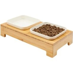 Frisco Square Melamine Dog & Cat Bowl Set With Bamboo Stand -Paws Joy Outlet Store 232076 PT6. AC SS1800 V1684761684