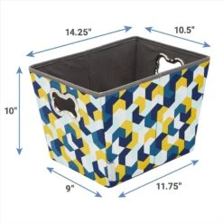 Frisco Rectangle Collapsible Pet Toy Storage Bin, Yellow Geometric -Paws Joy Outlet Store 250578 PT2. AC SS1800 V1613774487