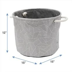 Frisco Round Collapsible Pet Toy Storage Bin, Gray Basket Weave -Paws Joy Outlet Store 250585 PT2. AC SS1800 V1613774793