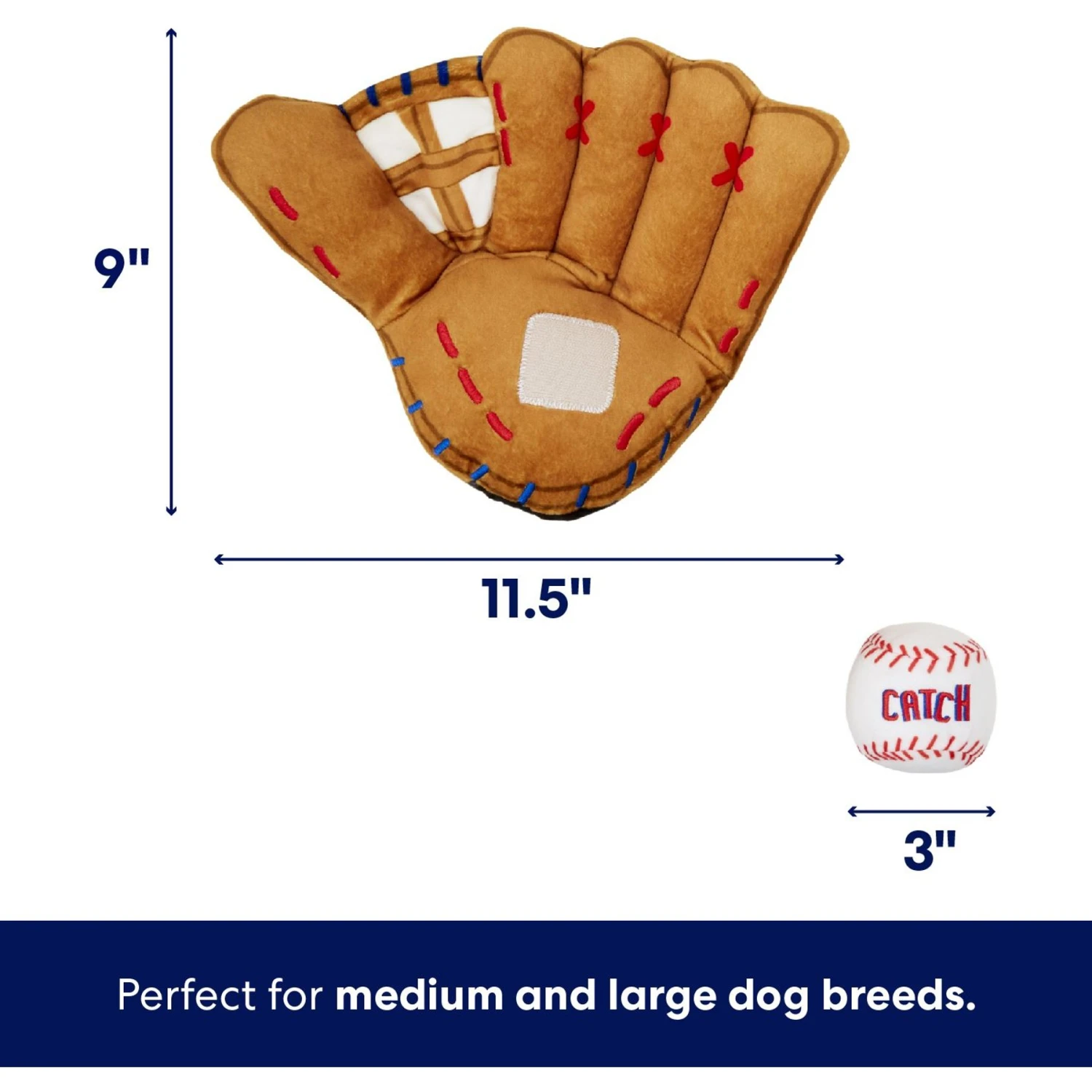 Frisco Baseball Mitt & Ball Interactive Plush Squeaky Dog Toy 2 Frisco Baseball Mitt & Ball Interactive Plush Squeaky Dog Toy - Image 2