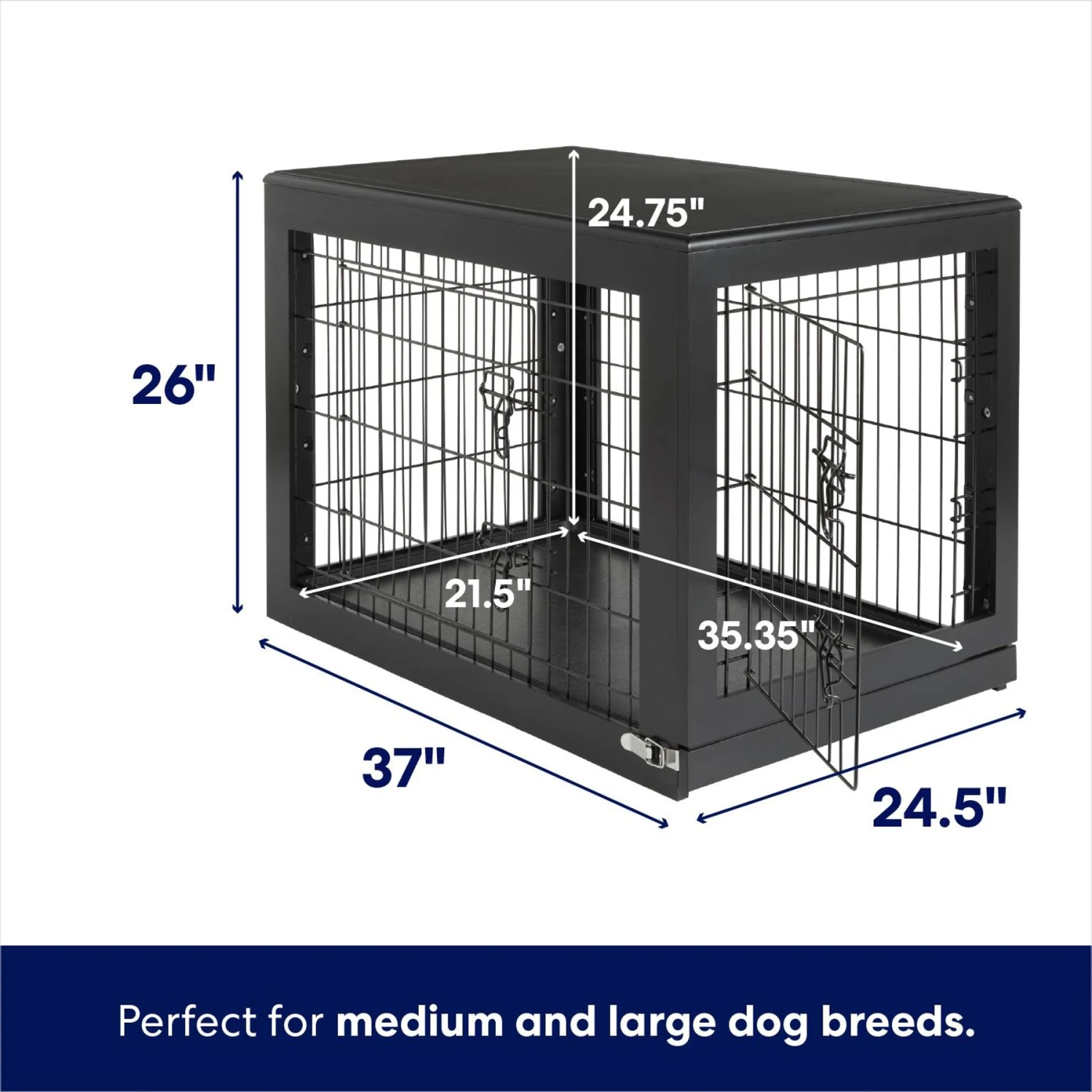 Frisco Double Door Furniture Style Dog Crate, Black 2 Frisco Double Door Furniture Style Dog Crate, Black - Image 2