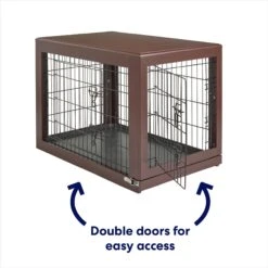 Frisco Double Door Furniture Style Dog Crate, Brown -Paws Joy Outlet Store 253033 PT3. AC SS1800 V1617644270