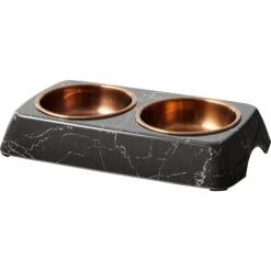 Frisco Copper Stainless Steel Double Dog & Cat Bowls With Black Marble Stand -Paws Joy Outlet Store 253058 PT6. AC SS1800 V1616595467