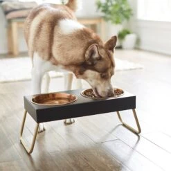 Frisco Copper Stainless Steel Elevated Foldable Double Dog & Cat Bowls -Paws Joy Outlet Store 253060 PT2. AC SS1800 V1616594243