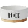 Frisco Ceramic Food Dog & Cat Bowl With Wood Base