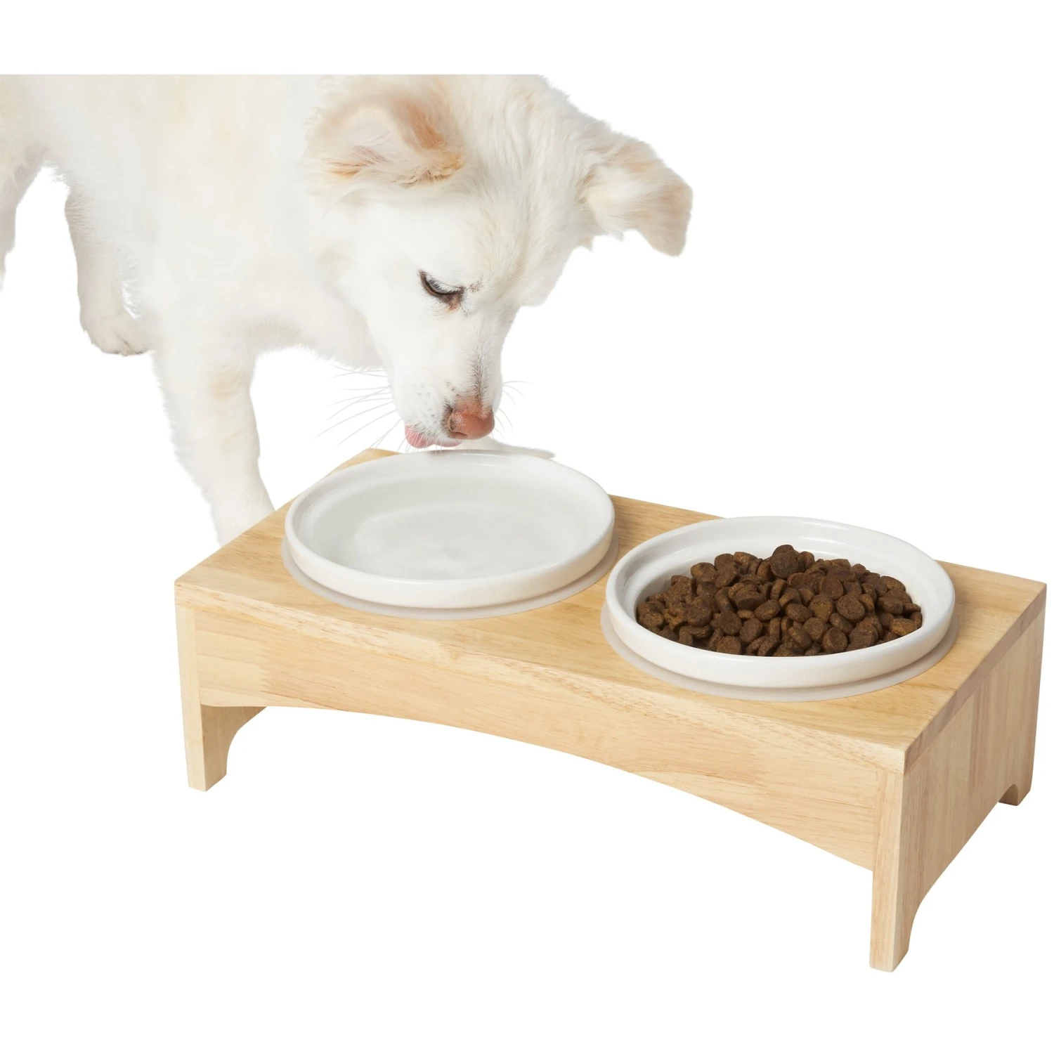 Frisco Ceramic Dog & Cat Double Diner With Elevated Wood Stand 1 Frisco Ceramic Dog & Cat Double Diner With Elevated Wood Stand
