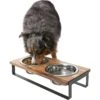 Frisco Wood Elevated Non-Skid Stainless Steel Double Diner Dog & Cat Bowl