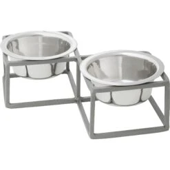 Frisco Elevated Diamond Stainless Steel Double Diner Dog & Cat Bowl -Paws Joy Outlet Store 257147 PT2. AC SS1800 V1612365678