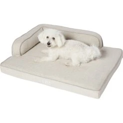 Frisco Faux Linen Corner Personalized Bolster Dog Bed W/Removable Cover -Paws Joy Outlet Store 262158 PT2. AC SS1800 V1615568495