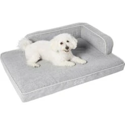 Frisco Faux Linen Corner Personalized Bolster Dog Bed W/Removable Cover, Harbour Blue, L -Paws Joy Outlet Store 262160 PT2. AC SS1800 V1615568489