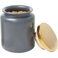 Frisco Modern Gold Rim Ceramic Treat Jar -Paws Joy Outlet Store 270190 PT6. AC SS1800 V1627669999
