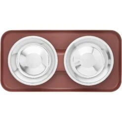 Frisco Silicone Stainless Steel Double Diner Dog & Cat Bowl, Brown -Paws Joy Outlet Store 277551 PT4. AC SS1800 V1627935079