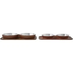 Frisco Silicone Stainless Steel Double Diner Dog & Cat Bowl, Brown -Paws Joy Outlet Store 277551 PT5. AC SS1800 V1627936139