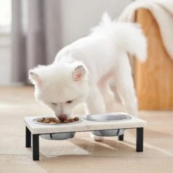 Frisco Marble Elevated Stainless Steel Double Diner Dog & Cat Bowls -Paws Joy Outlet Store 277559 PT2. AC SS1800 V1630346721