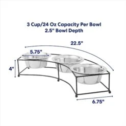 Frisco Multi Pet Feeding 3-Bowls Curved Stainless Steel Dog & Cat Bowl -Paws Joy Outlet Store 277563 PT1. AC SS1800 V1692728191