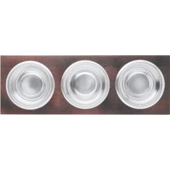 Frisco Multi Pet Feeding 3-Bowls Wood Stainless Steel Dog & Cat Bowl, Dark Wooden -Paws Joy Outlet Store 277571 PT4. AC SS1800 V1627935311