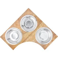 Frisco Multi Pet Feeding Corner Wood 3-Bowls Stainless Steel Dog & Cat Bowl -Paws Joy Outlet Store 277573 PT4. AC SS1800 V1627935017