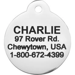 Frisco Chewy Stainless Steel Personalized Dog & Cat ID Tag With Enamel Infill, Round -Paws Joy Outlet Store 281947 PT4. AC SS1800 V1622726244