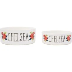 Frisco Flower Ceramic Personalized Dog Bowl -Paws Joy Outlet Store 286985 PT5. AC SS1800 V1625860262