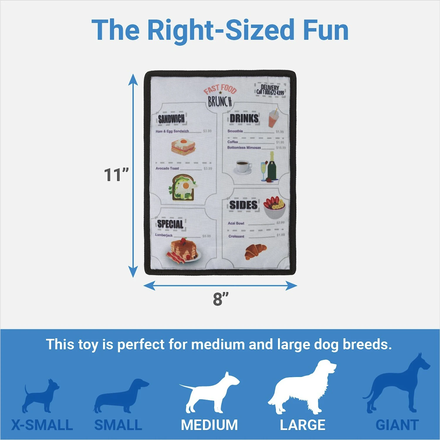 Frisco Brunch Menu Ballistic Nylon Flat Plush Squeaky Dog Toy 2 Frisco Brunch Menu Ballistic Nylon Flat Plush Squeaky Dog Toy - Image 2