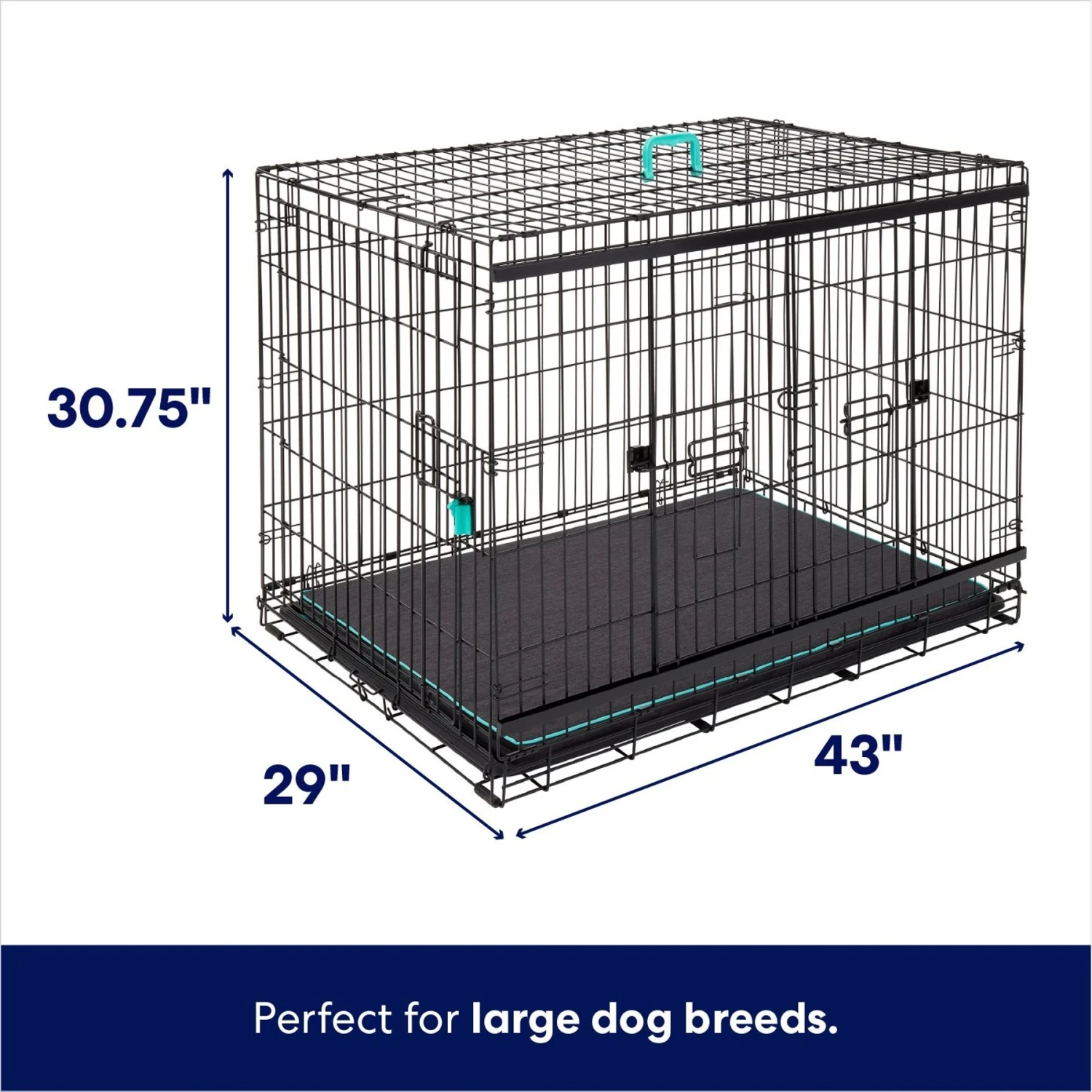 Frisco Heavy Duty Enhanced Lock Sliding Double Door Fold & Carry Wire Dog Crate & Mat Kit 2 Frisco Heavy Duty Enhanced Lock Sliding Double Door Fold & Carry Wire Dog Crate & Mat Kit - Image 2