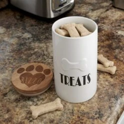 Frisco Ceramic Personalized Treat Jar With Wood Lid, 4 Cup, 32oz -Paws Joy Outlet Store 301179 PT2. AC SS1800 V1631119609