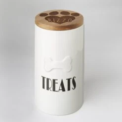 Frisco Ceramic Personalized Treat Jar With Wood Lid, 4 Cup, 32oz -Paws Joy Outlet Store 301179 PT3. AC SS1800 V1631118424