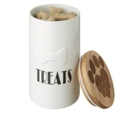 Frisco Ceramic Personalized Treat Jar With Wood Lid, 4 Cup, 32oz -Paws Joy Outlet Store 301179 PT4. AC SS1800 V1631119626