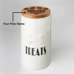 Frisco Ceramic Personalized Treat Jar With Wood Lid, 4 Cup, 32oz -Paws Joy Outlet Store 301179 PT5. AC SS1800 V1631119577