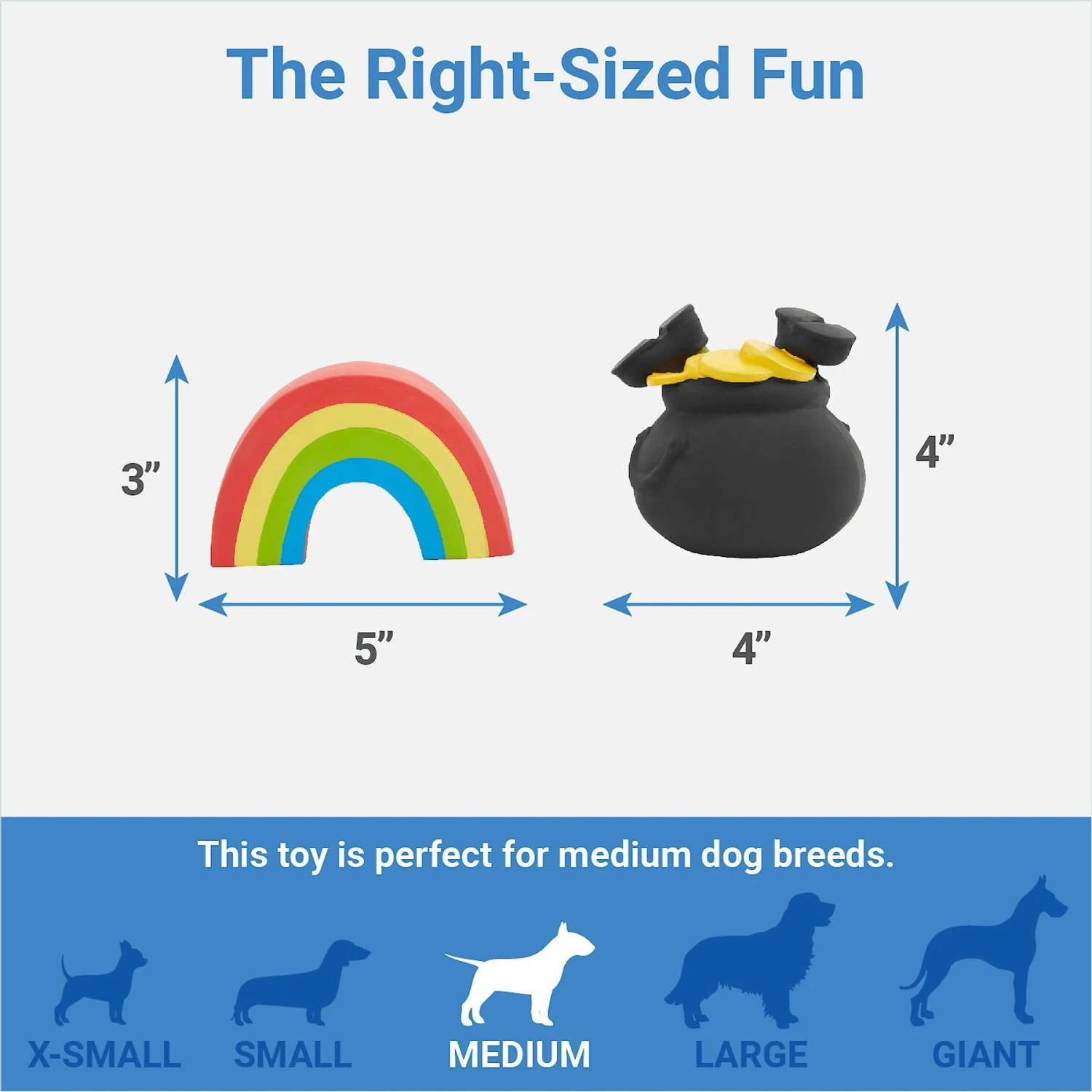 Frisco St. Patrick's Rainbow And Pot Of Gold Latex Squeaky Dog Toy 2 Frisco St. Patrick's Rainbow And Pot Of Gold Latex Squeaky Dog Toy - Image 2