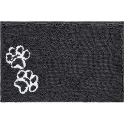 Frisco Microfiber Chenille Shammy Towel & Frisco Microfiber Chenille Paw Print Dog & Cat Mat, Dark Gray -Paws Joy Outlet Store 303468 PT5. AC SS1800 V1623034648