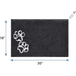 Frisco Microfiber Chenille Shammy Towel & Frisco Microfiber Chenille Paw Print Dog & Cat Mat, Dark Gray -Paws Joy Outlet Store 303468 PT6. AC SS1800 V1623057453