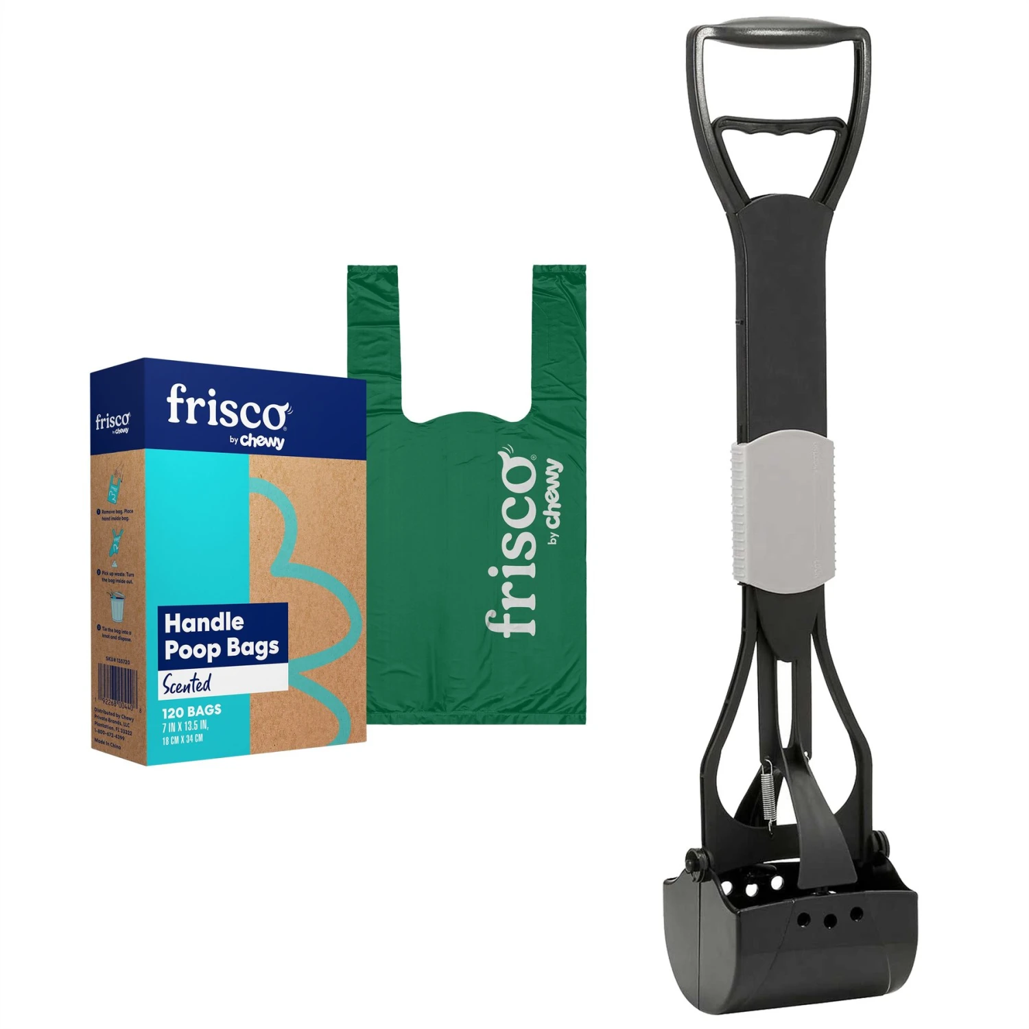 Frisco Spring Action Foldable Dog Pooper Scooper & Frisco Handle Dog Poop Bag 1 Frisco Spring Action Foldable Dog Pooper Scooper & Frisco Handle Dog Poop Bag