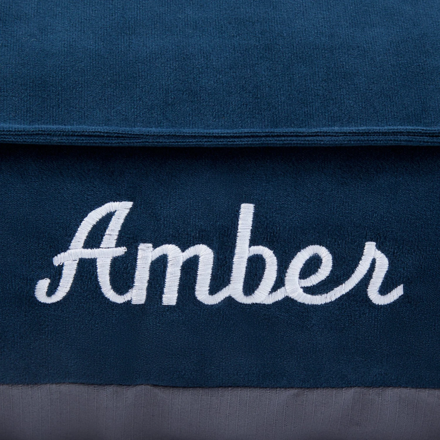 Frisco Personalized Navy Bolstered Bed With Navy Check Bolster 3 Frisco Personalized Navy Bolstered Bed With Navy Check Bolster - Image 3