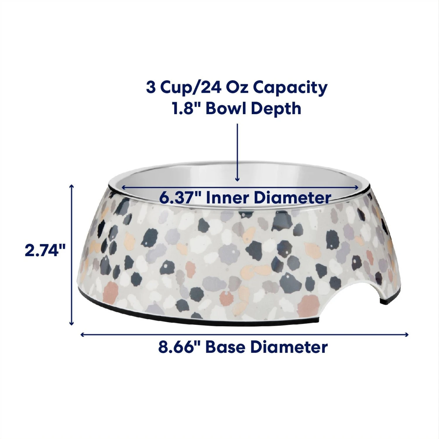 Frisco Terrazzo Design Stainless Steel Dog & Cat Bowl 2 Frisco Terrazzo Design Stainless Steel Dog & Cat Bowl - Image 2