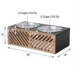 Frisco Premium Wood Elevated Stainless Steel Double Diner Dog & Cat Bowl, Black, 3 Cup -Paws Joy Outlet Store 331509 PT1. AC SS1800 V1652976218