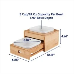 Frisco Elevated Non-Skid Bamboo Melamine Bowl Double Diner With Bamboo Stand -Paws Joy Outlet Store 363385 PT1. AC SS1800 V1684350208