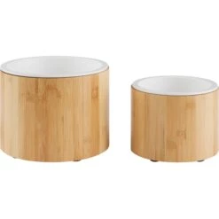 Frisco Elevated Non-Skid Bamboo Melamine Dog Bowl With Bamboo Stand -Paws Joy Outlet Store 363391 PT5. AC SS1800 V1657657268